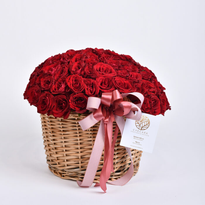 101 red roses in a basket - flower shop Provence decor - flower delivery Belgrade