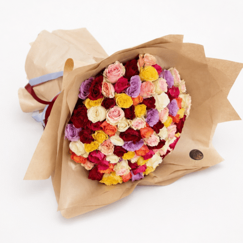 Colorful beauty in a bouquet with 101 roses